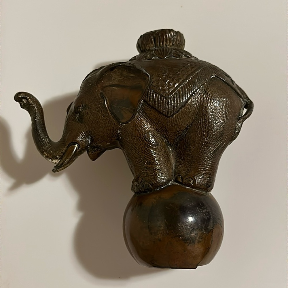 BRONZE ELEPHANT Figurine Standing on Ball